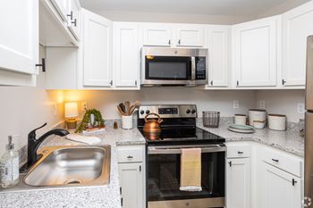 Shaker-style white cabinets